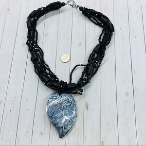 Inlay Blue Shell Beaded Necklace‎